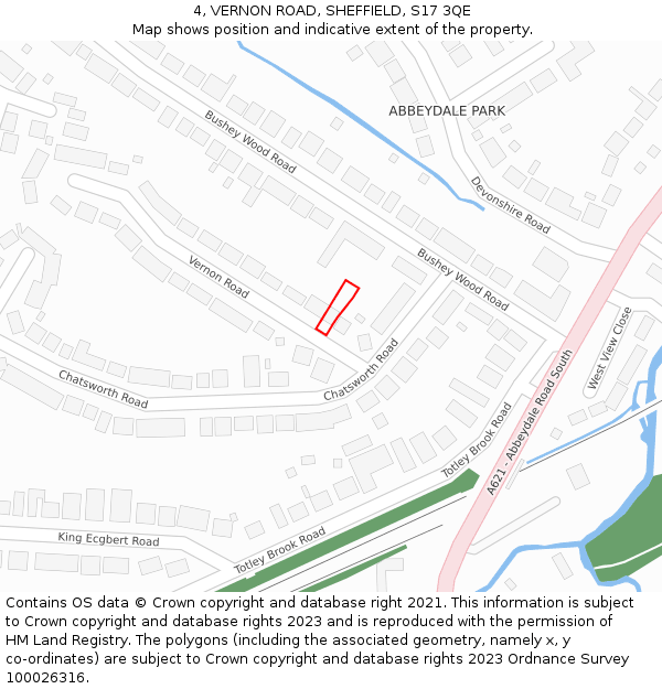 4, VERNON ROAD, SHEFFIELD, S17 3QE: Location map and indicative extent of plot