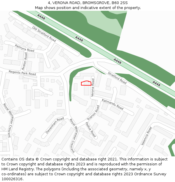 4, VERONA ROAD, BROMSGROVE, B60 2SS: Location map and indicative extent of plot