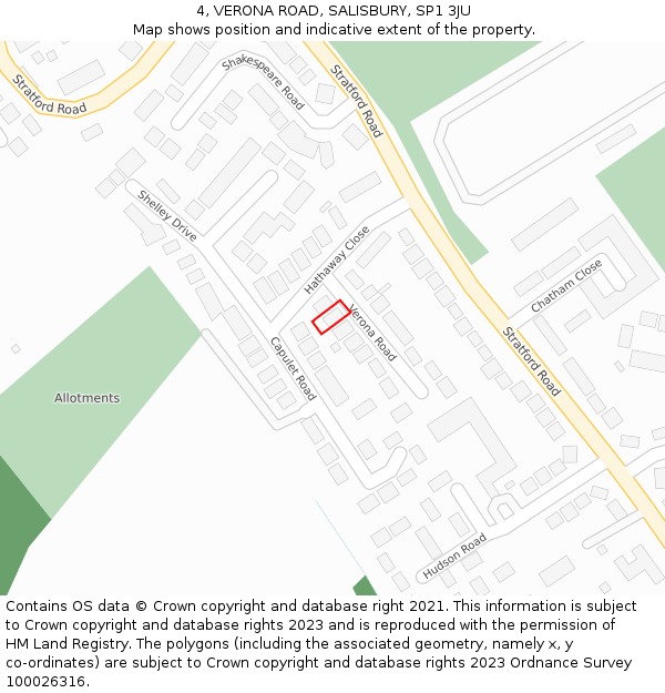 4, VERONA ROAD, SALISBURY, SP1 3JU: Location map and indicative extent of plot