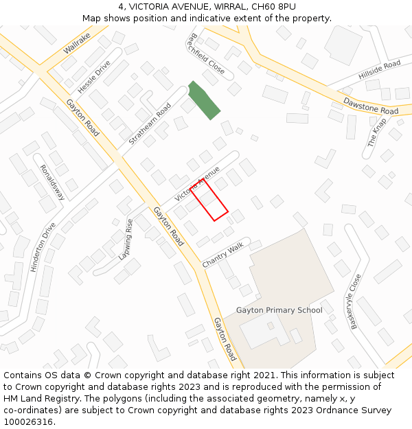 4, VICTORIA AVENUE, WIRRAL, CH60 8PU: Location map and indicative extent of plot