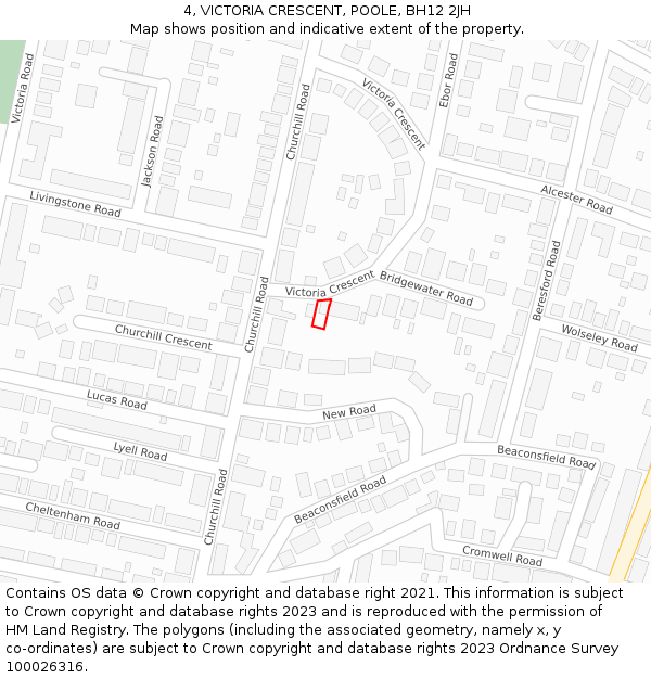 4, VICTORIA CRESCENT, POOLE, BH12 2JH: Location map and indicative extent of plot