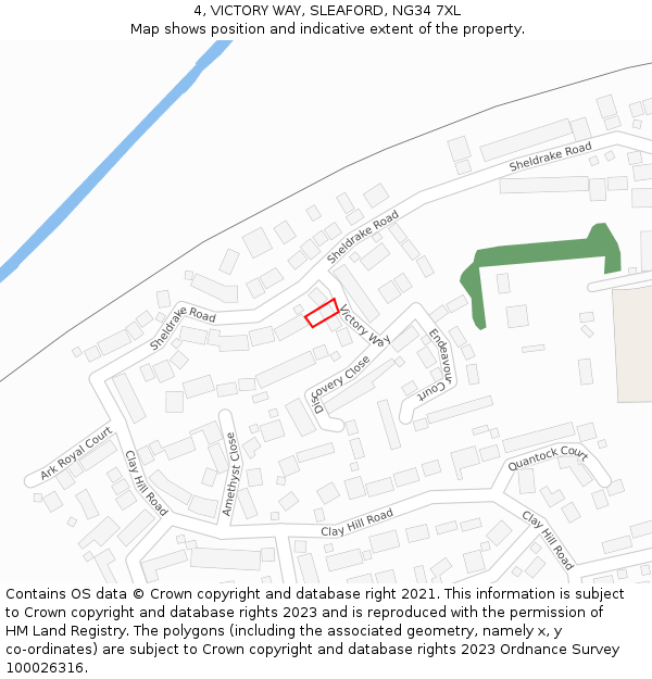 4, VICTORY WAY, SLEAFORD, NG34 7XL: Location map and indicative extent of plot