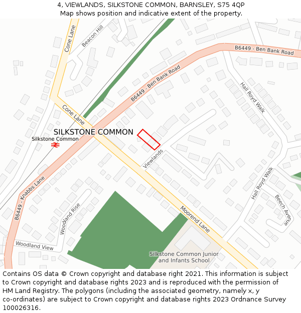 4, VIEWLANDS, SILKSTONE COMMON, BARNSLEY, S75 4QP: Location map and indicative extent of plot