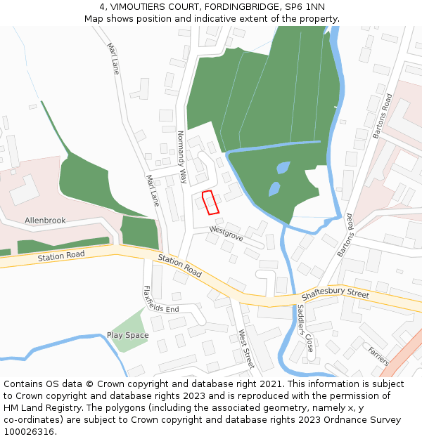 4, VIMOUTIERS COURT, FORDINGBRIDGE, SP6 1NN: Location map and indicative extent of plot