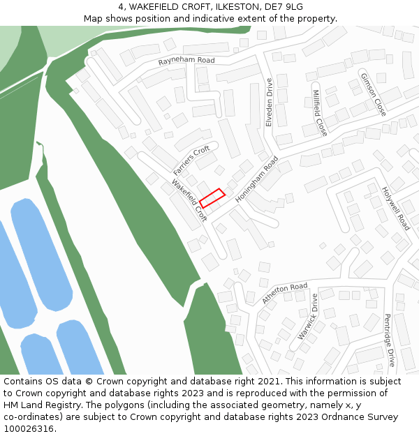 4, WAKEFIELD CROFT, ILKESTON, DE7 9LG: Location map and indicative extent of plot