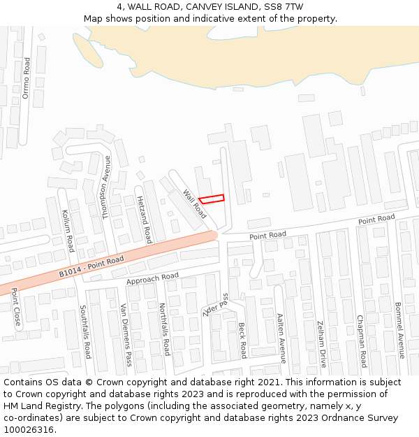 4, WALL ROAD, CANVEY ISLAND, SS8 7TW: Location map and indicative extent of plot