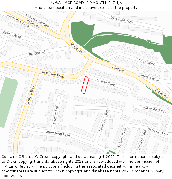 4, WALLACE ROAD, PLYMOUTH, PL7 1JN: Location map and indicative extent of plot