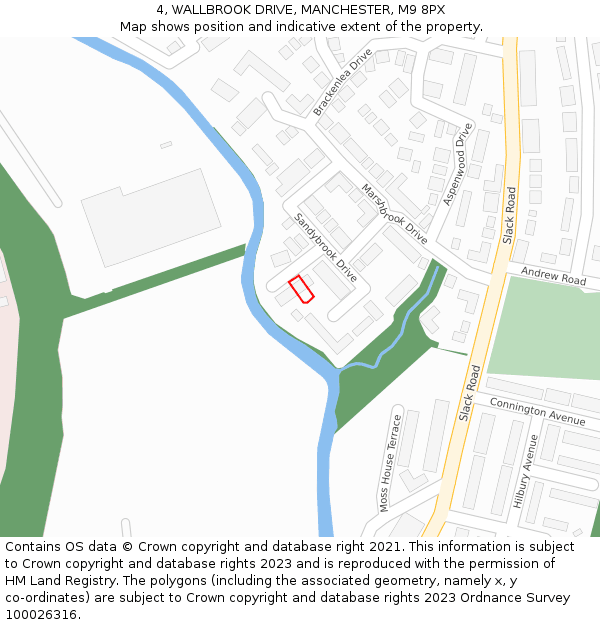 4, WALLBROOK DRIVE, MANCHESTER, M9 8PX: Location map and indicative extent of plot