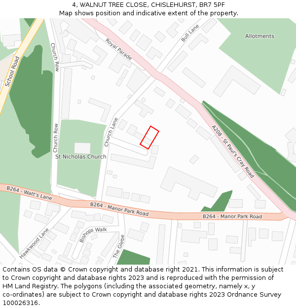 4, WALNUT TREE CLOSE, CHISLEHURST, BR7 5PF: Location map and indicative extent of plot