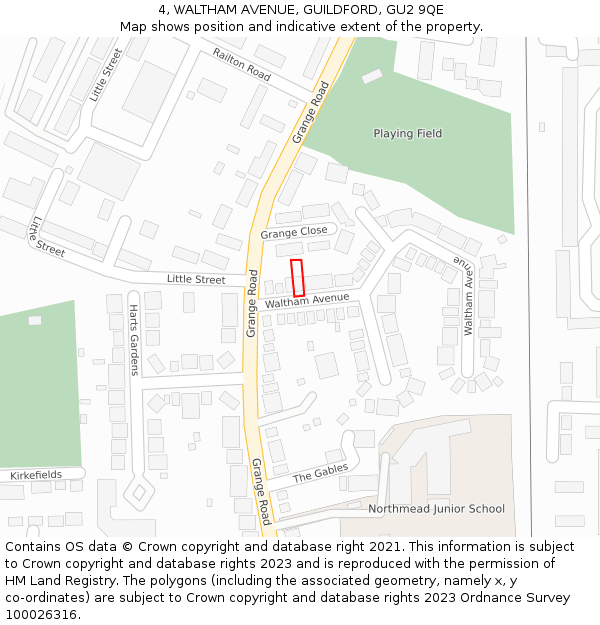 4, WALTHAM AVENUE, GUILDFORD, GU2 9QE: Location map and indicative extent of plot