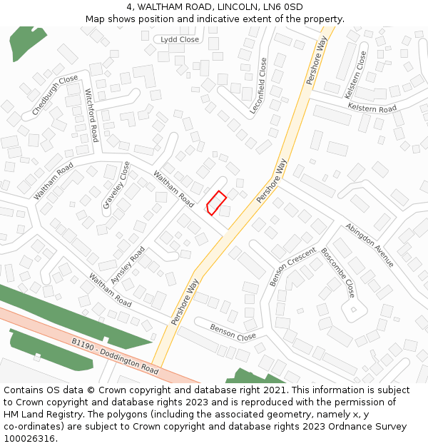 4, WALTHAM ROAD, LINCOLN, LN6 0SD: Location map and indicative extent of plot