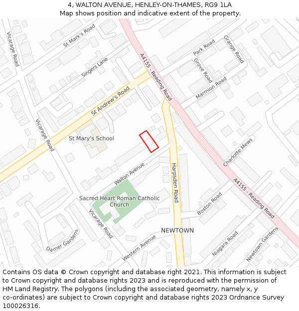 4, WALTON AVENUE, HENLEY-ON-THAMES, RG9 1LA: Location map and indicative extent of plot