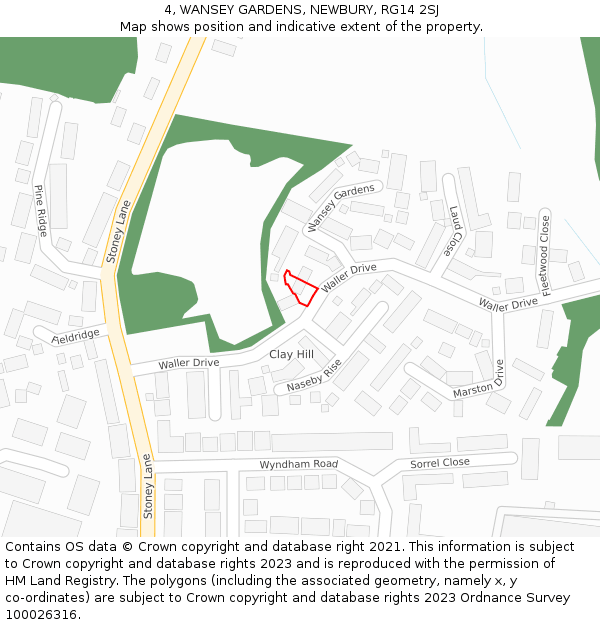 4, WANSEY GARDENS, NEWBURY, RG14 2SJ: Location map and indicative extent of plot