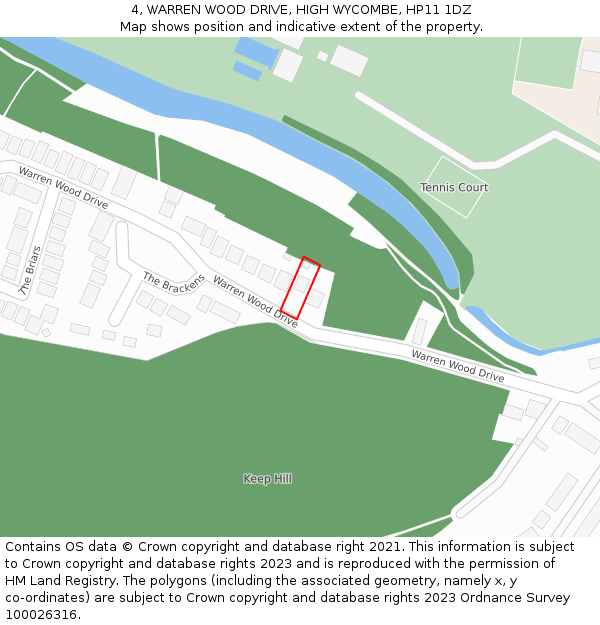 4, WARREN WOOD DRIVE, HIGH WYCOMBE, HP11 1DZ: Location map and indicative extent of plot