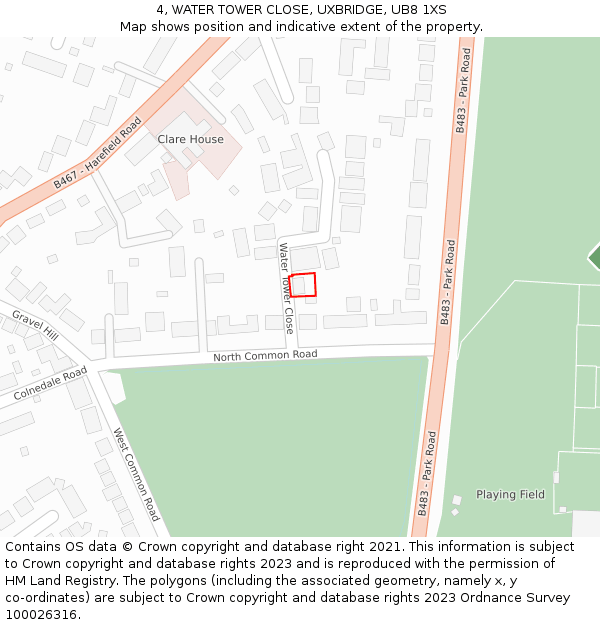 4, WATER TOWER CLOSE, UXBRIDGE, UB8 1XS: Location map and indicative extent of plot
