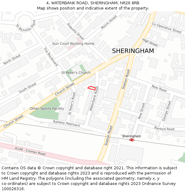 4, WATERBANK ROAD, SHERINGHAM, NR26 8RB: Location map and indicative extent of plot