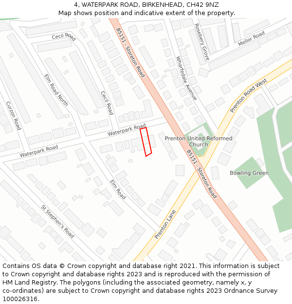 4, WATERPARK ROAD, BIRKENHEAD, CH42 9NZ: Location map and indicative extent of plot