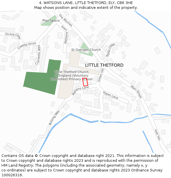 4, WATSONS LANE, LITTLE THETFORD, ELY, CB6 3HE: Location map and indicative extent of plot