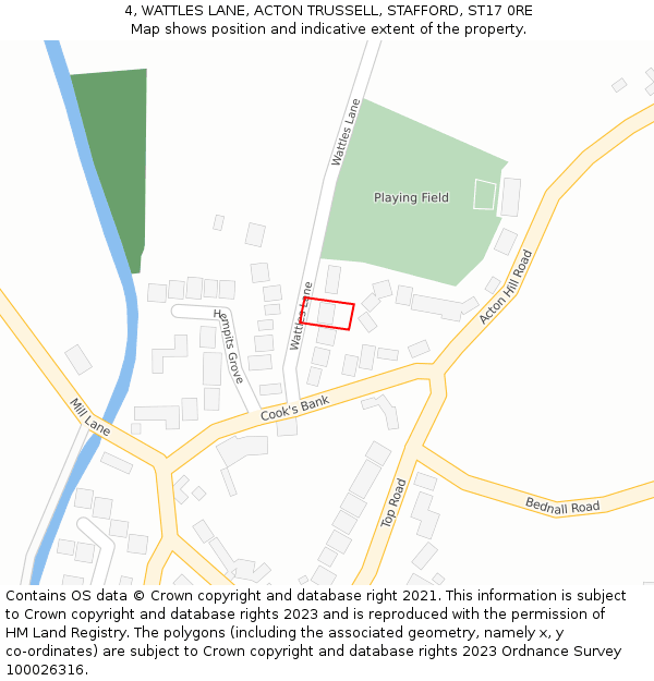 4, WATTLES LANE, ACTON TRUSSELL, STAFFORD, ST17 0RE: Location map and indicative extent of plot