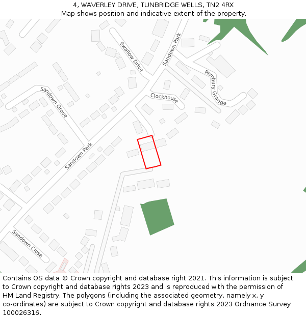 4, WAVERLEY DRIVE, TUNBRIDGE WELLS, TN2 4RX: Location map and indicative extent of plot