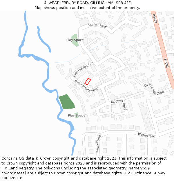 4, WEATHERBURY ROAD, GILLINGHAM, SP8 4FE: Location map and indicative extent of plot