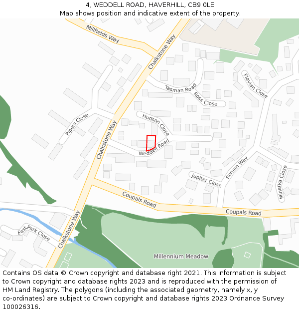 4, WEDDELL ROAD, HAVERHILL, CB9 0LE: Location map and indicative extent of plot