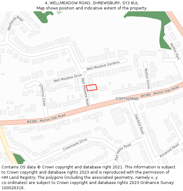 4, WELLMEADOW ROAD, SHREWSBURY, SY3 8UL: Location map and indicative extent of plot