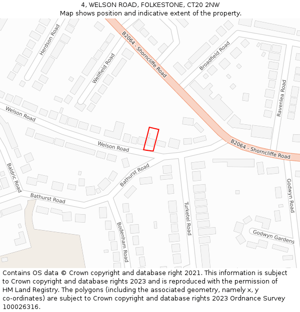 4, WELSON ROAD, FOLKESTONE, CT20 2NW: Location map and indicative extent of plot