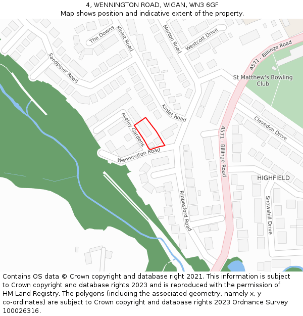 4, WENNINGTON ROAD, WIGAN, WN3 6GF: Location map and indicative extent of plot