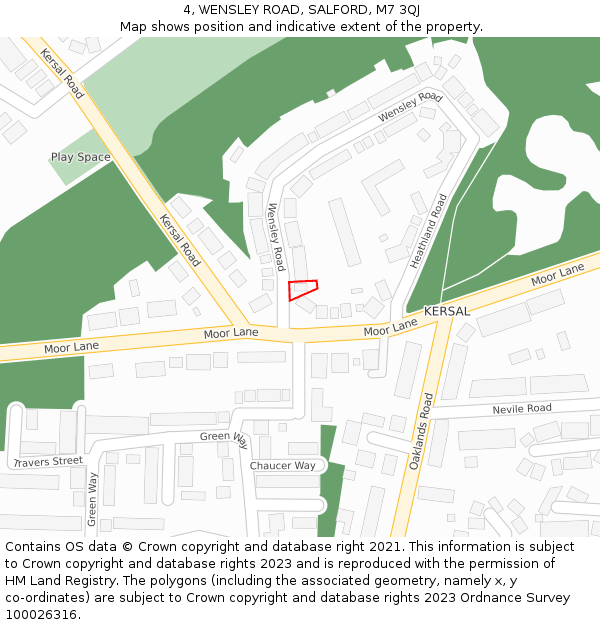 4, WENSLEY ROAD, SALFORD, M7 3QJ: Location map and indicative extent of plot
