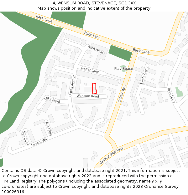 4, WENSUM ROAD, STEVENAGE, SG1 3XX: Location map and indicative extent of plot