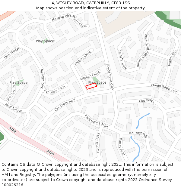 4, WESLEY ROAD, CAERPHILLY, CF83 1SS: Location map and indicative extent of plot