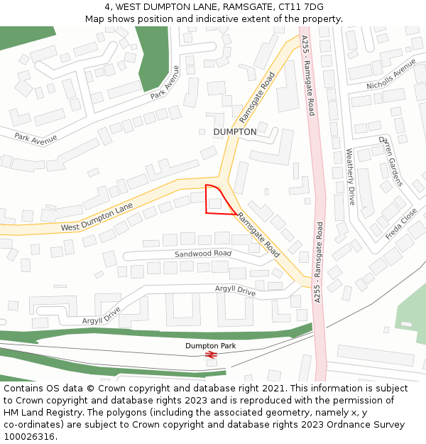 4, WEST DUMPTON LANE, RAMSGATE, CT11 7DG: Location map and indicative extent of plot