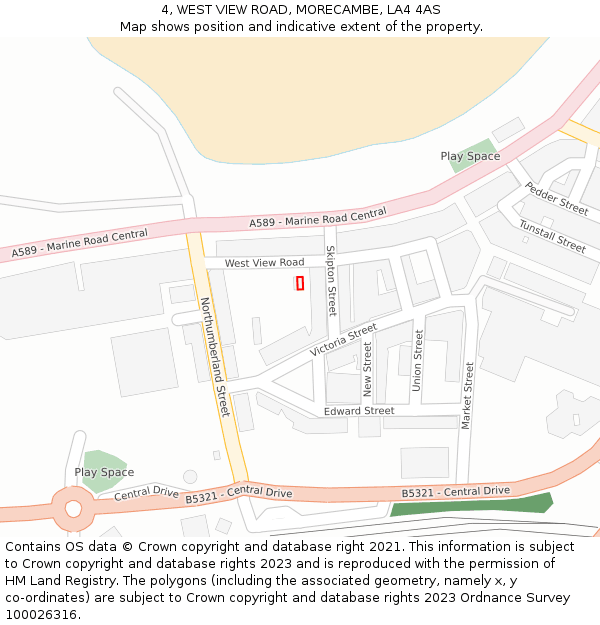 4, WEST VIEW ROAD, MORECAMBE, LA4 4AS: Location map and indicative extent of plot