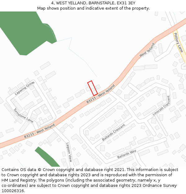 4, WEST YELLAND, BARNSTAPLE, EX31 3EY: Location map and indicative extent of plot