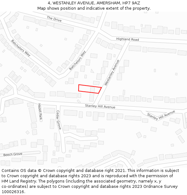 4, WESTANLEY AVENUE, AMERSHAM, HP7 9AZ: Location map and indicative extent of plot