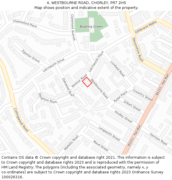 4, WESTBOURNE ROAD, CHORLEY, PR7 2HS: Location map and indicative extent of plot