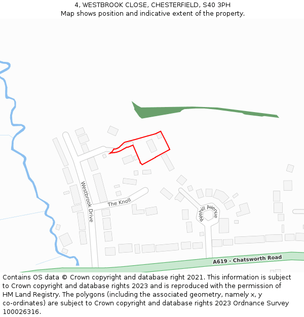 4, WESTBROOK CLOSE, CHESTERFIELD, S40 3PH: Location map and indicative extent of plot