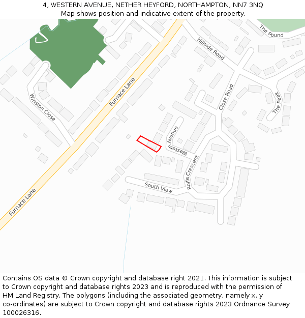 4, WESTERN AVENUE, NETHER HEYFORD, NORTHAMPTON, NN7 3NQ: Location map and indicative extent of plot