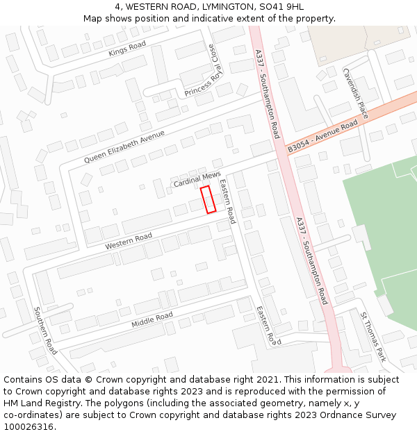 4, WESTERN ROAD, LYMINGTON, SO41 9HL: Location map and indicative extent of plot