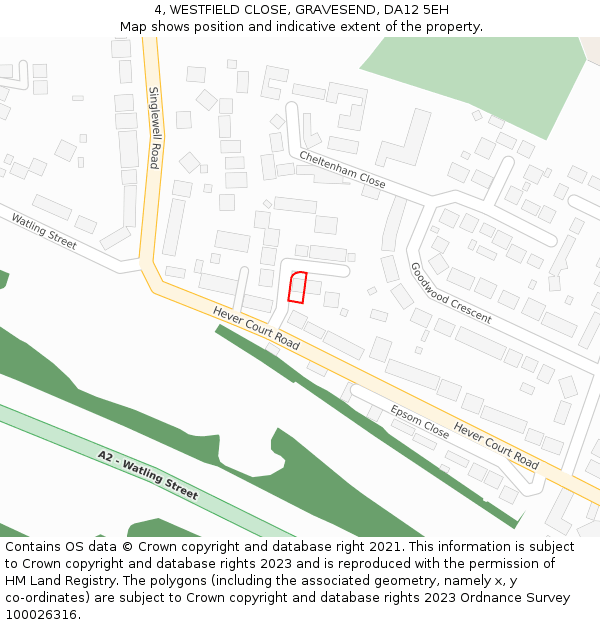 4, WESTFIELD CLOSE, GRAVESEND, DA12 5EH: Location map and indicative extent of plot
