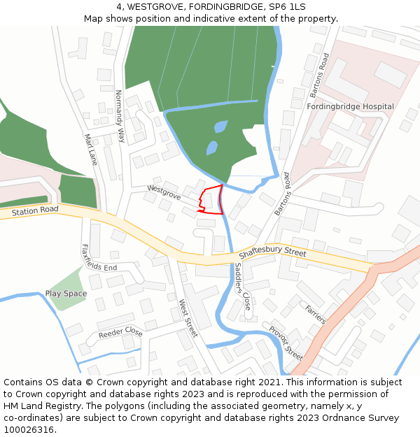 4, WESTGROVE, FORDINGBRIDGE, SP6 1LS: Location map and indicative extent of plot