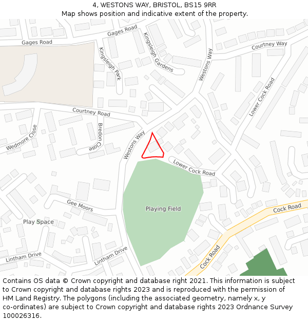 4, WESTONS WAY, BRISTOL, BS15 9RR: Location map and indicative extent of plot