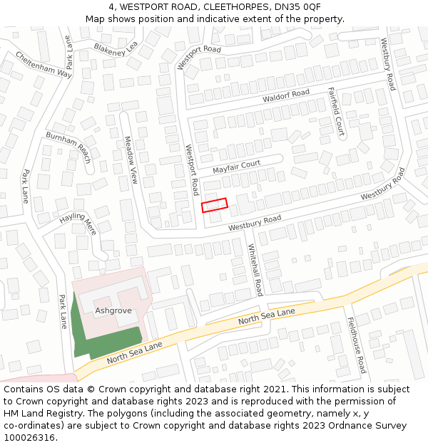 4, WESTPORT ROAD, CLEETHORPES, DN35 0QF: Location map and indicative extent of plot