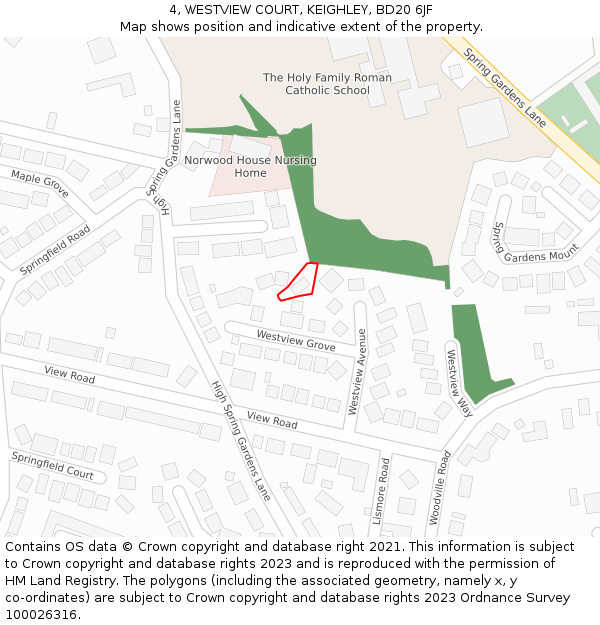 4, WESTVIEW COURT, KEIGHLEY, BD20 6JF: Location map and indicative extent of plot