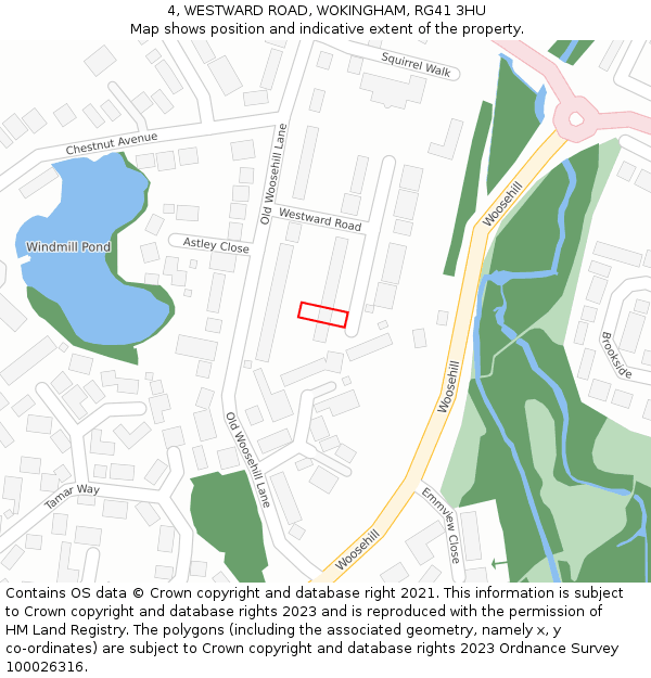 4, WESTWARD ROAD, WOKINGHAM, RG41 3HU: Location map and indicative extent of plot