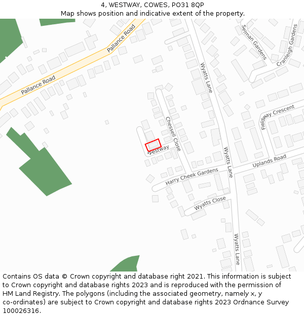 4, WESTWAY, COWES, PO31 8QP: Location map and indicative extent of plot