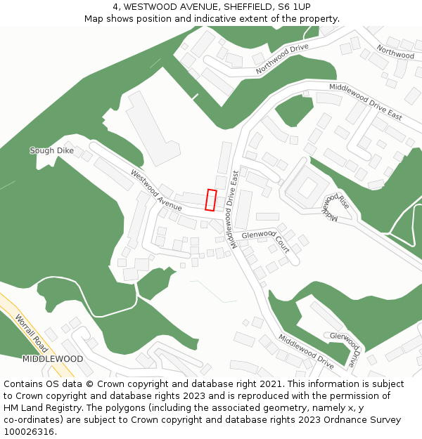 4, WESTWOOD AVENUE, SHEFFIELD, S6 1UP: Location map and indicative extent of plot