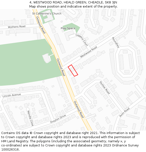 4, WESTWOOD ROAD, HEALD GREEN, CHEADLE, SK8 3JN: Location map and indicative extent of plot