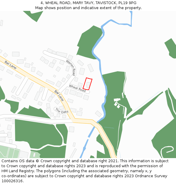 4, WHEAL ROAD, MARY TAVY, TAVISTOCK, PL19 9PG: Location map and indicative extent of plot